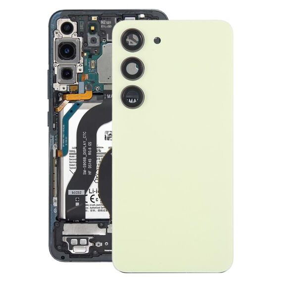 Per Samsung Galaxy S23 SM-S911B Coperchio posteriore batteria in vetro OEM con copriobiettivo fotocamera (giallo)