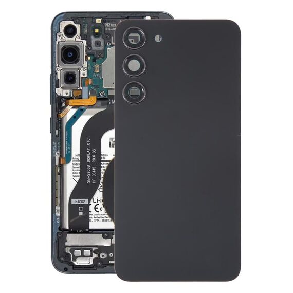 Per Samsung Galaxy S23+ SM-S916B Coperchio posteriore batteria in vetro OEM con copriobiettivo fotocamera (nero)