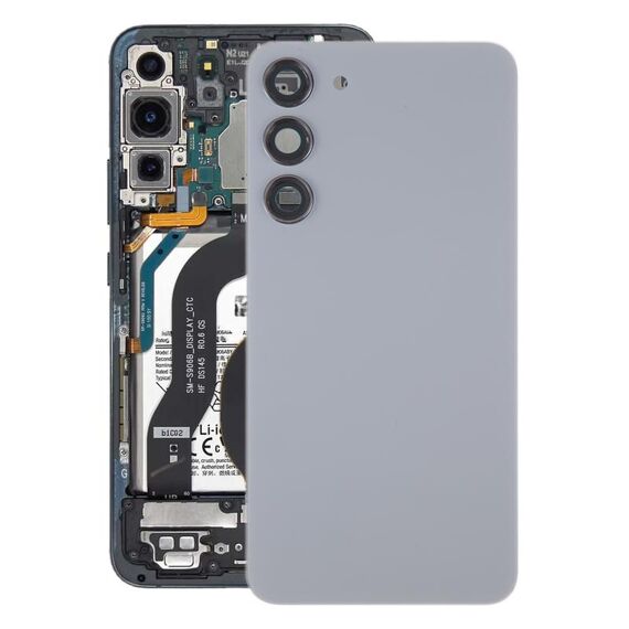 Per Samsung Galaxy S23+ SM-S916B Coperchio posteriore batteria in vetro OEM con copriobiettivo fotocamera (grigio)