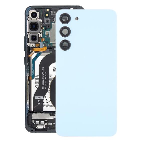 Per Samsung Galaxy S23+ SM-S916B Coperchio posteriore batteria in vetro OEM con copriobiettivo fotocamera (blu)