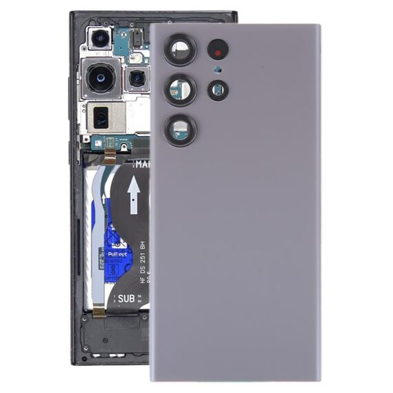 Cover posteriore in vetro per batteria Samsung Galaxy S23 Ultra SM-S918 con copriobiettivo fotocamera (grigio)