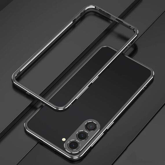 Per Samsung Galaxy S23+ 5G Aurora Series Lens Protector + custodia per telefono con struttura in metallo (argento nero)