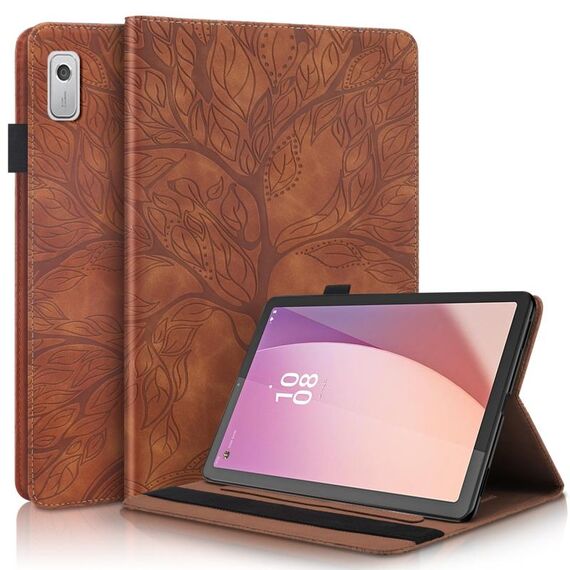 Per Lenovo Tab M9 Custodia per tablet in pelle goffrata con albero della vita (marrone)