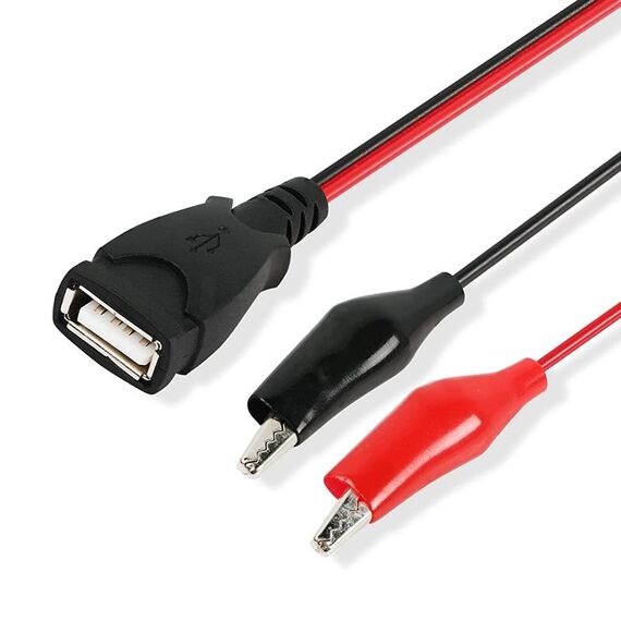 USB-A femmina a 2 x cavo di prolunga per connessione di alimentazione con clip a coccodrillo, lunghezza: 0,5 m