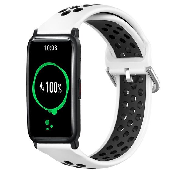 For Honor Watch ES 20mm Cinturino sportivo in silicone traspirante traforato (bianco + nero)