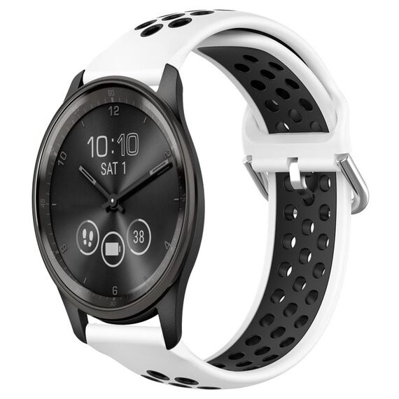 Per Garmin Vivomove Trend 20mm Cinturino sportivo in silicone traspirante traforato (bianco + nero)
