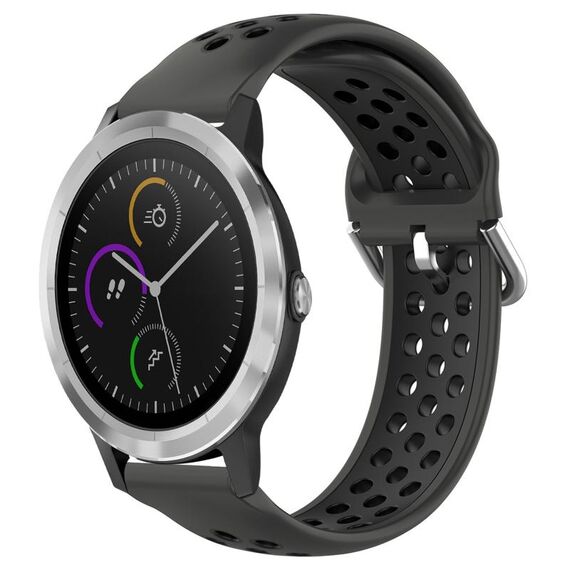 Per Garmin Vivoactive3 20mm Cinturino sportivo in silicone traspirante traforato (nero)