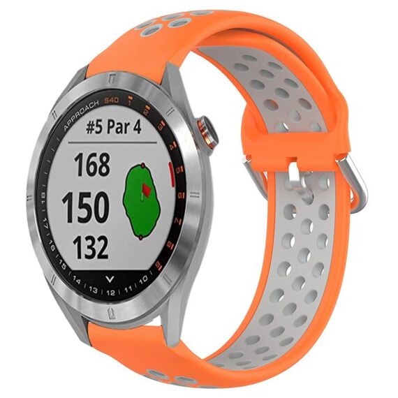 Per Garmin Approach S40 Cinturino sportivo in silicone traspirante traforato da 20 mm (arancione + grigio)