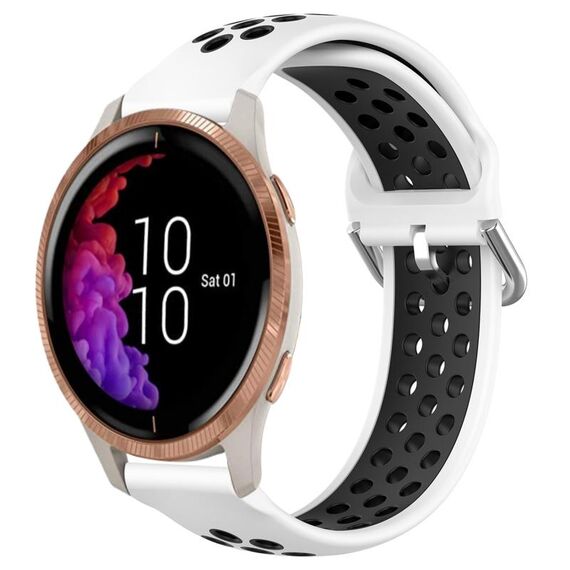 Per Garmin Venu 20mm cinturino in silicone sportivo traspirante perforato (bianco + nero)