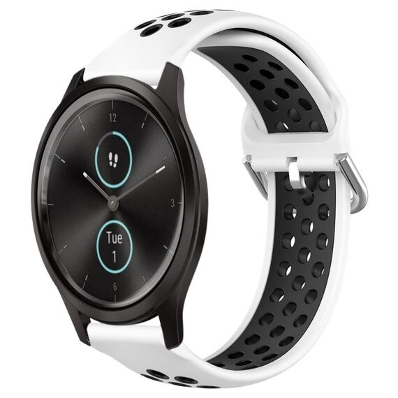 Per Garmin VivoMove Style 20mm Cinturino in silicone sportivo traforato traspirante (bianco + nero)