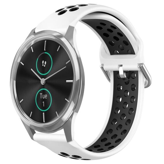 Per Garmin VivoMove Luxe 20mm Cinturino in silicone sportivo traspirante perforato (bianco + nero)
