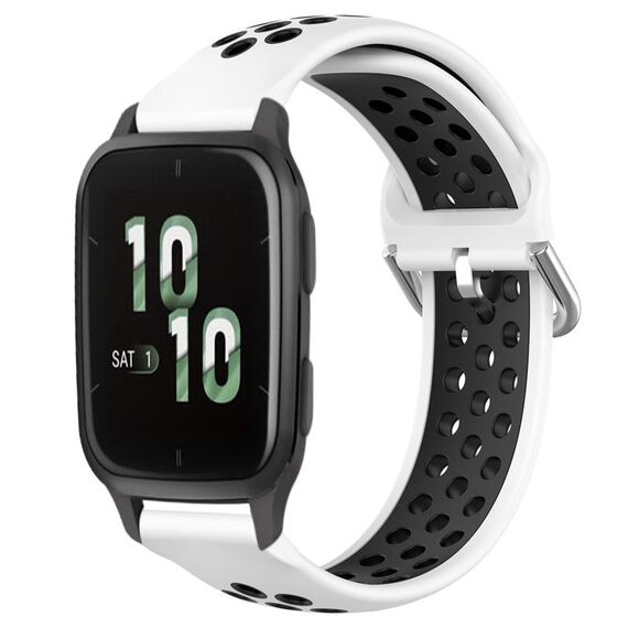 Per Garmin Forerunner Sq2 Cinturino per orologio sportivo in silicone traspirante traforato da 20 mm (bianco + nero)