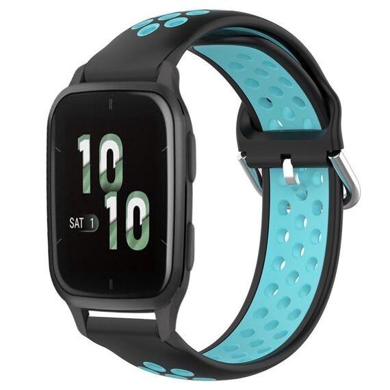 Per Garmin Forerunner Sq2 Cinturino per orologio sportivo in silicone traspirante traforato da 20 mm (nero + blu)