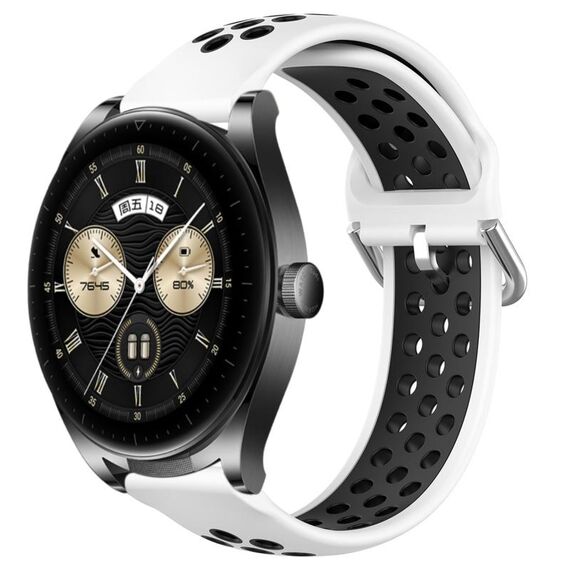Per Huawei Watch Buds 22mm Cinturino sportivo in silicone traspirante traforato (bianco + nero)