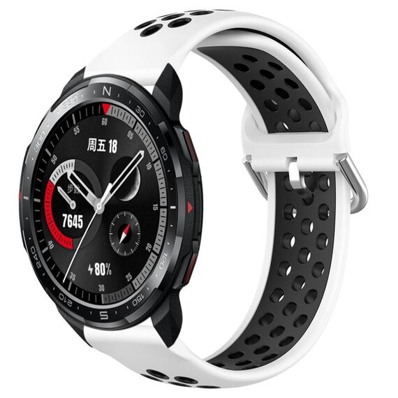 For Honor Watch GS Pro 22mm Cinturino in silicone sportivo traforato traspirante (bianco + nero)