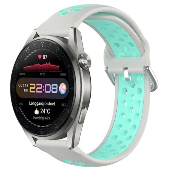 Per Huawei Watch 3 Pro Nuovo cinturino sportivo in silicone traspirante traforato da 22 mm (grigio + anatra d'acqua)