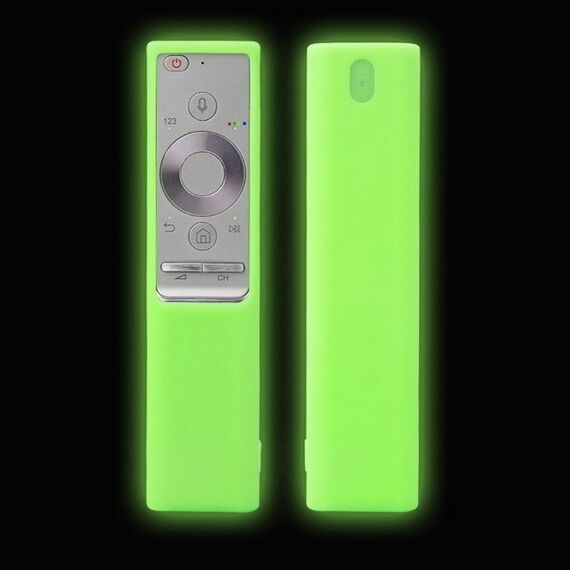 Custodia in silicone antipolvere per telecomando Samsung BN-Q789FC 2 pezzi (verde fluorescente)