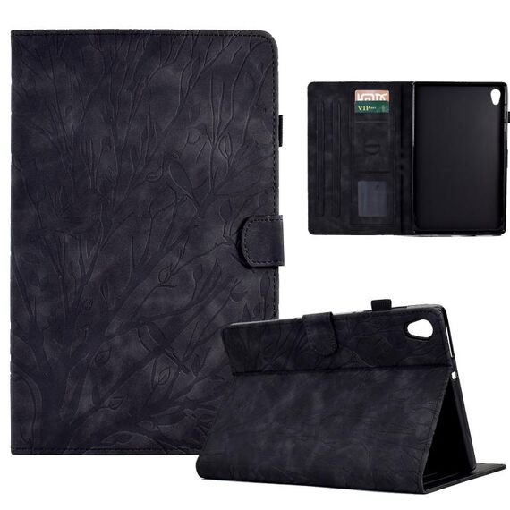 Custodia per tablet Lenovo M10 HD 2nd X306X Fortune Tree Pressure Flower PU con funzione Wake-up / Sleep (nero)