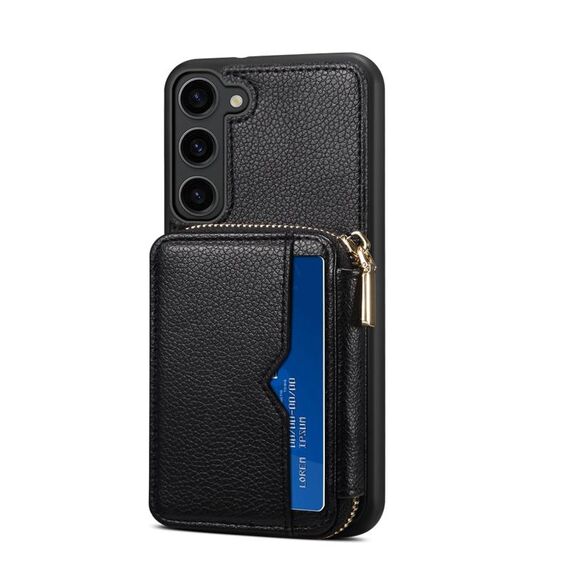 Per Samsung Galaxy S22 5G Custodia per telefono con slot per schede con cerniera (nero)