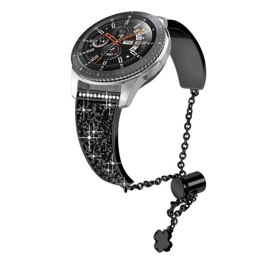 Per Garmin Venu / Venu 2 Plus / Venu Sq / Sq2 Cinturino mentale con catena diamantata da 20 mm (nero)