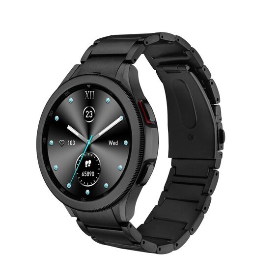 Per Samsung Galaxy Watch5 / Watch5 Pro / Watch4 / Watch4 Cinturino per orologio con fibbia piatta universale in lega di titanio a tre piante (nero)