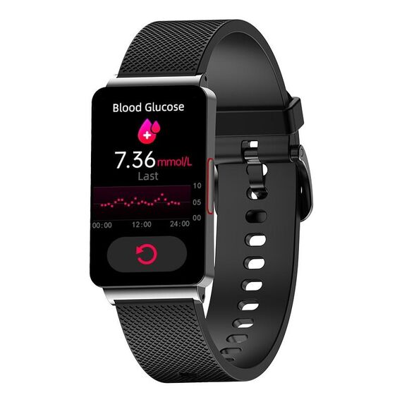 EP08 Smart Watch con schermo a colori da 1,57 pollici, supporto per il monitoraggio della glicemia / monitoraggio della frequenza cardiaca / monitoraggio della pressione sanguigna (nero)