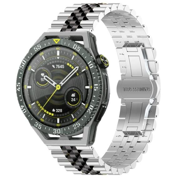 Per Huawei Watch GT3 SE Five Bull Cinturino semicircolare in acciaio inossidabile + strumento di rimozione cinturino (argento + nero)