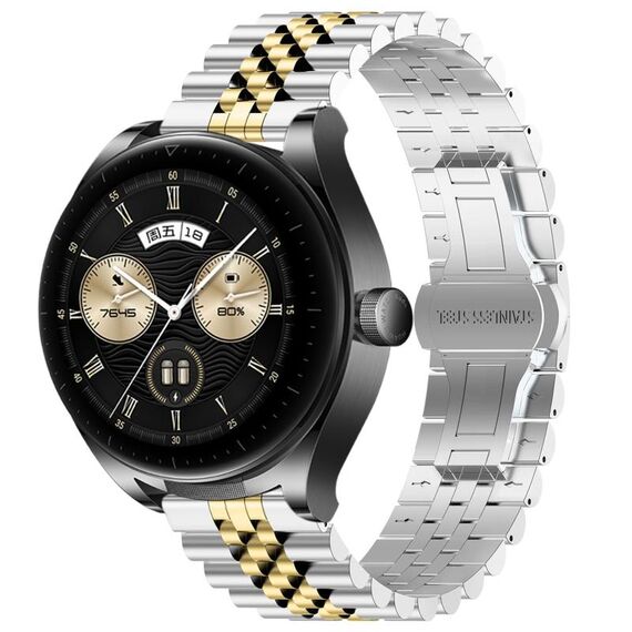 Per Huawei Watch Buds Five Bull Cinturino semicircolare in acciaio inossidabile + strumento di rimozione cinturino (argento + oro)