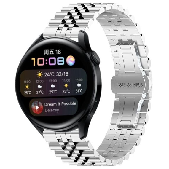 Per Huawei Watch 3/3 Pro Five Bull Cinturino semitondo in acciaio inossidabile + strumento di rimozione cinturino (argento)