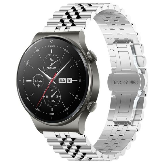Per Huawei Watch GT2 Pro / GT 2e Five Bull Mezzo tondo in acciaio inossidabile cinturino + strumento di rimozione cinturino (argento)
