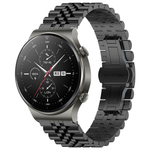 Per Huawei Watch GT2 Pro / GT 2e Five Bull Mezzo tondo cinturino in acciaio inossidabile + strumento di rimozione cinturino (nero)