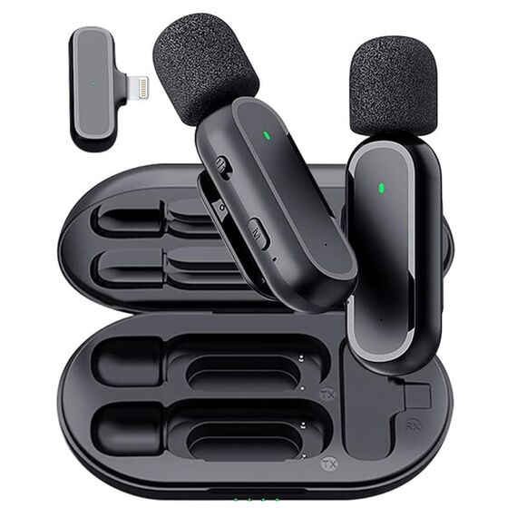 Microfono lavalier wireless da uno a due K63 con microfono per registrazione video con riduzione del rumore della scatola di ricarica, specifiche: interfaccia a 8 pin
