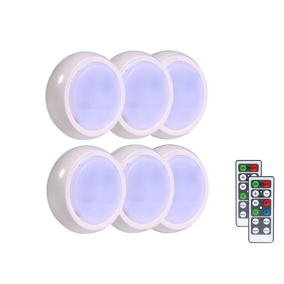Ambience Pat Light Comodino Protezione degli occhi Luce notturna, Colore: Batteria a luce bianca (6 pezzi con 2 telecomandi)