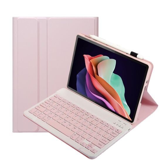 Per Huawei MatePad 11 2023 AHW13 Texture in pelle di agnello Custodia in pelle per tastiera Bluetooth staccabile ultrasottile (rosa)