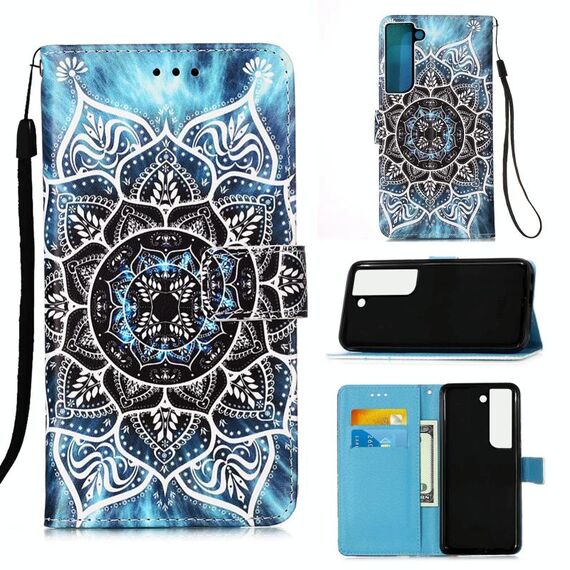 Per Samsung Galaxy S23 5G Custodia per telefono in pelle tinta unita con disegno colorato (Mandala sottomarino)