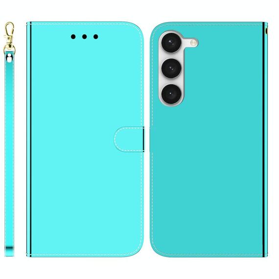 Per Samsung Galaxy S23 5G Custodia per telefono in pelle con superficie a specchio imitata (verde menta)