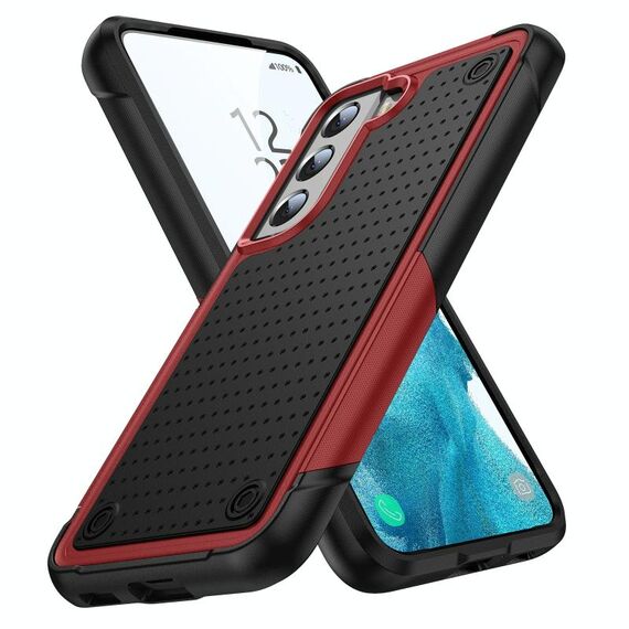 Per Samsung Galaxy S22 5G PC + Custodia protettiva antiurto per telefono in TPU (rosso + nero)