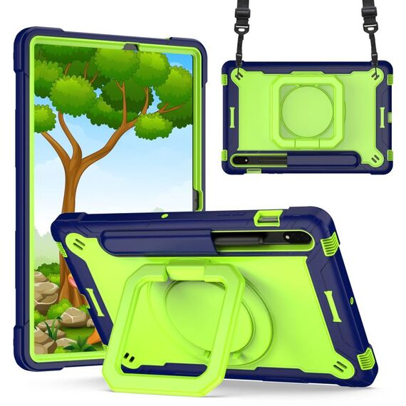 Custodia per tablet per Samsung Galaxy Tab S7 / S8 in silicone + PC (blu navy + giallo verde)
