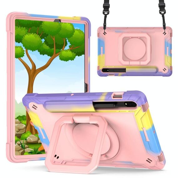 Per Samsung Galaxy Tab S7 / S8 Custodia in silicone + PC con supporto per tablet (oro rosa brillante)