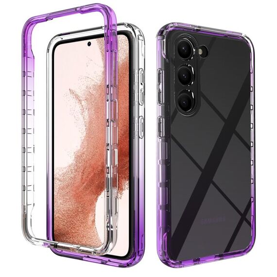 Per Samsung Galaxy S23+ 5G Custodia protettiva in TPU trasparente a colori sfumati + PC (viola)
