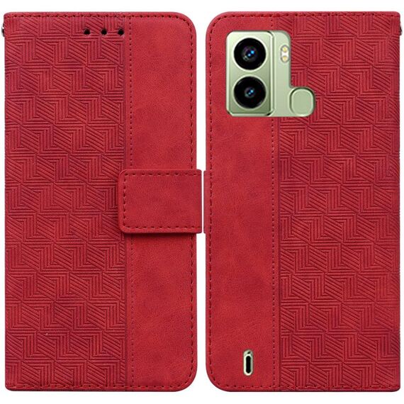Per Tecno Pop 6 Custodia per cellulare in pelle goffrata geometrica con impronte digitali (rossa)