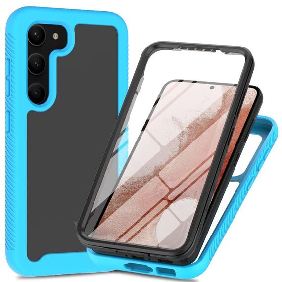 Per Samsung Galaxy S23 + 5G Custodia protettiva per telefono trasparente integrata a due strati in TPU + PC + PET (azzurro)