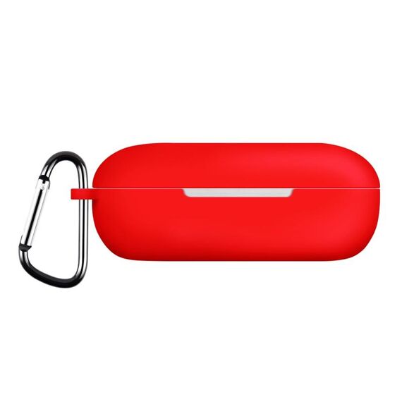 Custodia in silicone per auricolari Bluetooth di colore puro per Huawei FreeBuds SE con gancio (rosso)