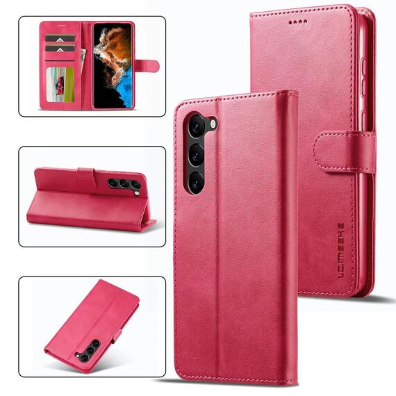 Per Samsung Galaxy S23+ 5G LC.IMEEKE Custodia per telefono orizzontale in pelle a conchiglia in vitello (rosso)