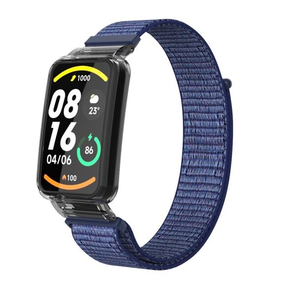 Custodia protettiva per PC integrata per Xiaomi Mi Band 7 Pro + cinturino in nylon (blu notte)