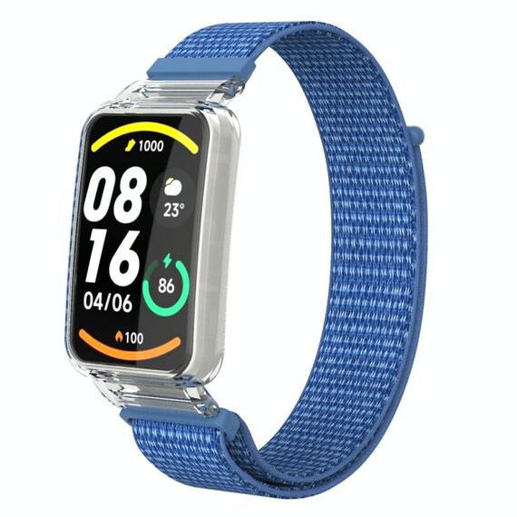 Custodia protettiva per PC integrata per Xiaomi Mi Band 7 Pro + cinturino in nylon (blu)