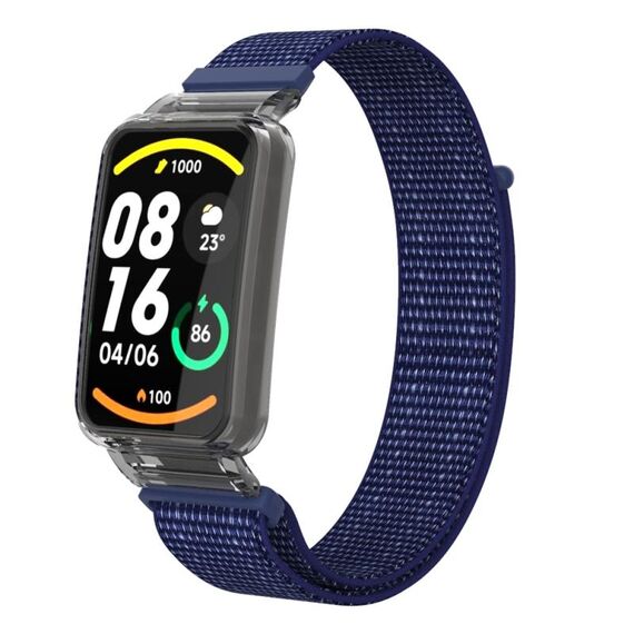 Custodia protettiva per PC integrata per Xiaomi Mi Band 7 Pro + cinturino in nylon (blu indaco)