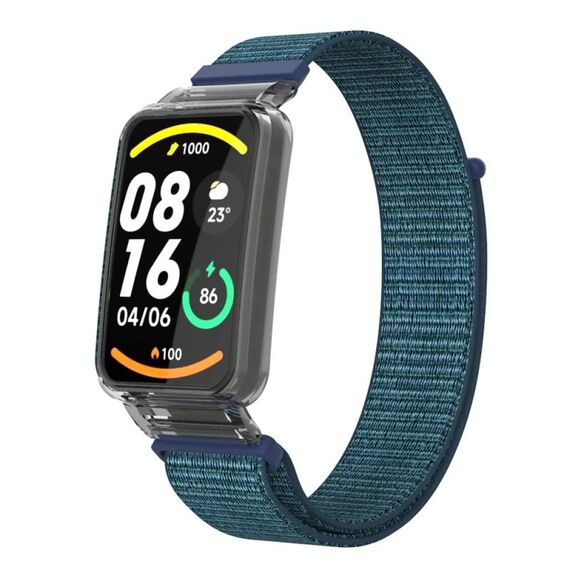 Custodia protettiva per PC integrata per Xiaomi Mi Band 7 Pro + cinturino in nylon (grigio scuro)