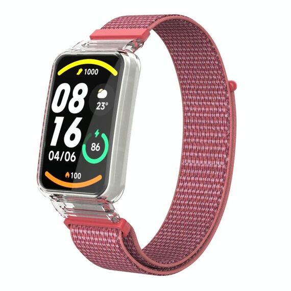 Per Xiaomi Mi Band 7 Pro Custodia protettiva per PC integrata + cinturino in nylon (albicocca)