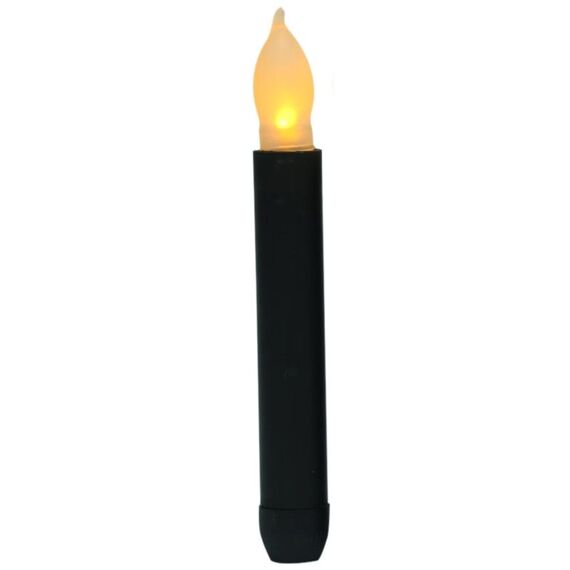 Candela elettronica a LED da 12 pezzi / scatola Candela natalizia senza fiamma a stelo lungo, specifica: luce gialla lampeggiante-nera